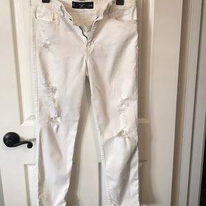 Hollister White Ripped high waisted jeans